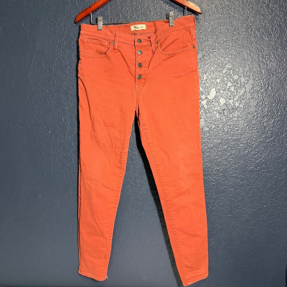 Madewell‎ Orange Skinny Jeans Women's 30 Mid Rise Button Fly Denim